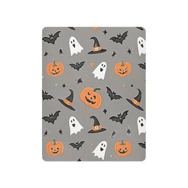 Imagem de JUZIHAI Lençol de berço de Halloween para meninos e meninas, Halloween Boo Pumpkin macio elástico respirável para berço padrão e cama infantil, 99 x 68 cm