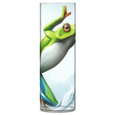 Imagem de JUZIHAI Vaso vertical de sapo pulando para flores 9,9 cm x 30 cm cilindro de plástico moderno vaso de flores para centro de mesa de casamento decoração de casa