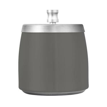 Imagem de Qilmy Cinzeiro de aço inoxidável cinza escuro com tampa - Cinzeiro de cigarro à prova de vento sem cheiro sem fumaça para casa, escritório, carro, pátio, varanda (uso interno e externo)