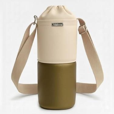 Imagem de Bolsa Térmica (MARFIM COM OURO) RAMIERE para Garrafa de 1 LITRO em Couro Sintético - Coleção Cores VERÃO 2026