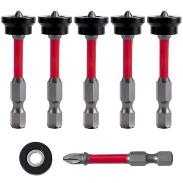 Imagem de 5 peças de brocas magnéticas leves para drywall TEURSA – Haste hexagonal de aço PH2 S2 com cintura fina que absorve impactos e trava magnética removível para Sheetrock e placa de gesso (5 peças)