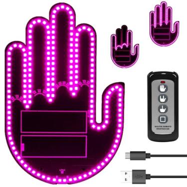 Imagem de DIBMS Luz de gestos manuais com porta USB com controle remoto, luz de LED divertida com luz de sinalização para janela traseira do carro, caminhão, off-road, rosa