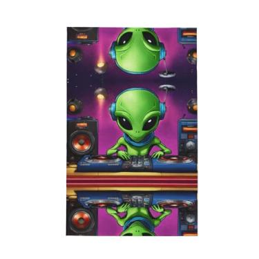 Imagem de XLLingL Toalhas de cozinha de waffle com estampa de alienígena verde, panos de prato de microfibra, perfeitos para decoração e limpeza de cozinha - 1 peça