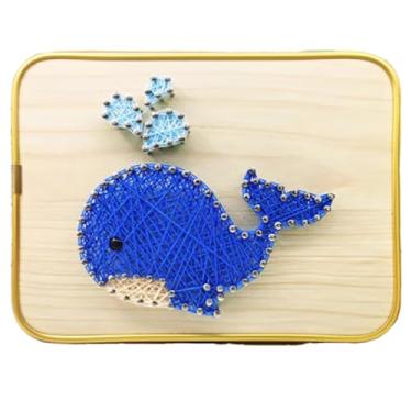 Imagem de MerainMe Kit de arte de corda 3D DIY artesanato de baleia decoração de casa sinuosa terno de desenho para crianças, família iniciante, presente de Natal feito à mão (inclui todos os acessórios e