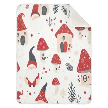 Imagem de Blueangle Cobertores de bebê fofos de gnomo de Natal para cochilo de carrinho de bebê, 76 x 101 cm, cobertores aconchegantes e macios unissex para meninos, meninas, crianças, bebês (520)