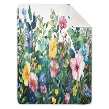 Imagem de Blueangle Cobertores de bebê coloridos com ervas e flores para berço, 76 x 101 cm, cobertores quentes e macios unissex para meninos, meninas, crianças, bebês (226)