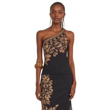 Imagem de Blusa Colcci Alça Unilateral Com Estampa Preta Feminina-Feminino