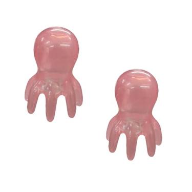 Imagem de Conjunto massageador de cabeça de polvo rosa, pente de massagem de couro cabeludo de 2 peças para alívio do estresse, ferramenta de acupressão com 8 pontos de massagem para eliminar nós musculares e