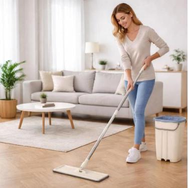 Imagem de MOP Slim Rodo Flat Multiuso 1 Pano Microfibra Com Balde Lava Seca Limp