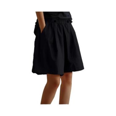 Imagem de Shorts Femininos De Cintura Alta, Largura Ampla, Soltos, Elásticos, Ca
