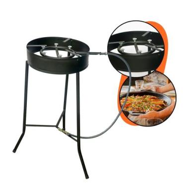 Imagem de Fogareiro À Gás Simples 06 Caulins Tripé Portátil Fogão Pés Articulado