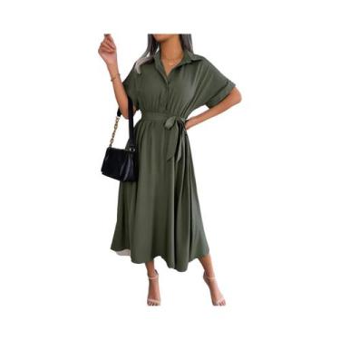 Imagem de Vestido Feminino De Verão Com Cadarço, Cintura Fina, Casual, Cor Sólid