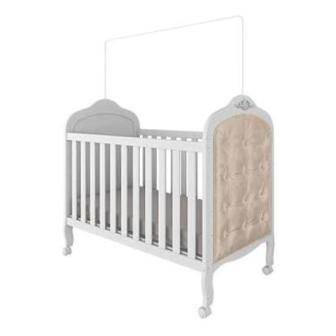 Imagem de Kit Peroba Berço Elô Branco com Capitonê material sintético Bege Inclu