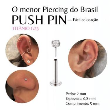 Imagem de Piercing Ponto de Luz Push Pin S/ Rosca Titânio G23 Ouro PVD - Piercin