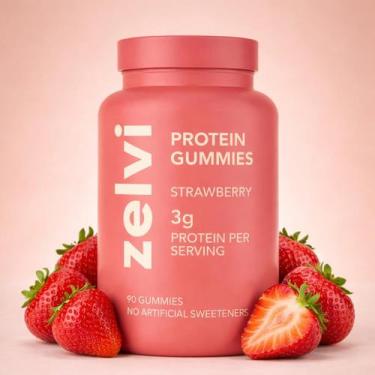Imagem de Gomas de Proteína Zelvi 90 unidades Morango 3g de Proteína