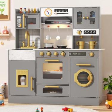 Imagem de Cozinha de Brinquedo BIERUM 90x33x90cm Luzes e Sons Cinza