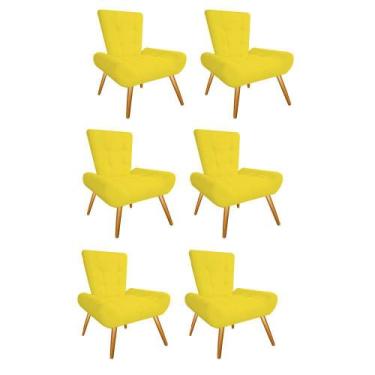 Imagem de Kit 06 Poltrona Cadeira Decorativa  Nani Sala De Estar Recepção Escrit