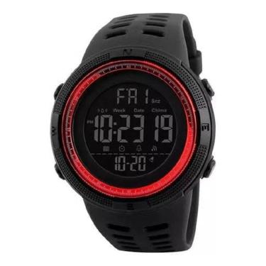 Imagem de Relógio masculino digital esportivo skmei 1251 preto vermelho multifunção borracha