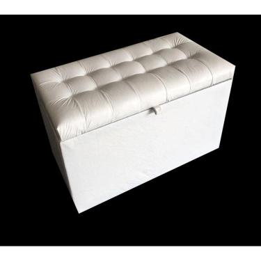 Imagem de Puff Baú Retangular Para Sala, Quarto C/ Pistão Á Gás - Branco
