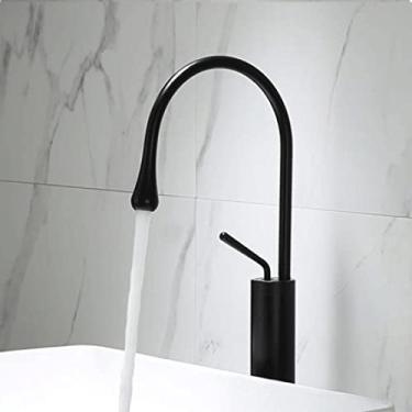 Imagem de Torneira do banheiro torneira da bacia de ouro preto torneira de pia quente e fria torneira de bronze torneira de cozinha giratória pia de água guindaste, preto alto, China