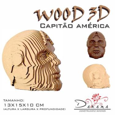 Imagem de Quebra Cabeça 3D Capitão América Decoração Ornamento Enfeite - Indústr