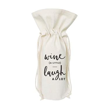 Imagem de The Cotton & Canvas Co. Bolsa de vinho personalizada, capa de garrafa, decoração de mesa de festa e bolsa de presente de Natal, Wine a Little, Laugh a Lot