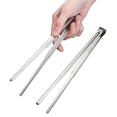 Imagem de UPTALY 2 peças de pinças finas de aço inoxidável SUS316 (21 cm), pinças de churrasco japonesas, pinças Yakiniku leves, pinças de grelha coreana, pegador de sushi de luxo, pinça de cozinha pequena