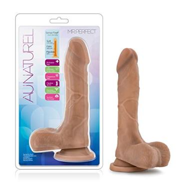 Imagem de Blush Au Naturel Mister Perfect Dildo realista de 21,6 cm com bolas - Pênis realista de densidade dupla - Ventosa, compatível com alça - Brinquedo sexual de pênis de eixo flexível para mulheres