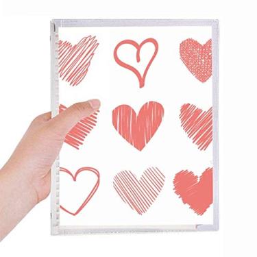 Imagem de Caderno de desenho de corações para dia dos namorados, folhas soltas, diário recarregável, papelaria