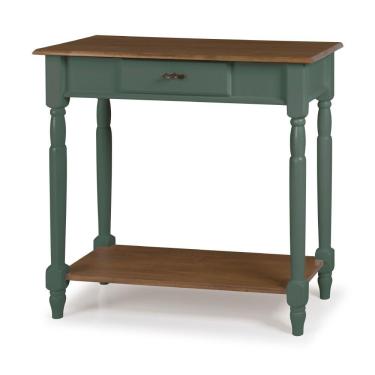 Imagem de Aparador para Sala em Madeira Maciça 1 Gaveta e Prateleira 634P Linz Móveis - Verde Musgo/Imbuia 