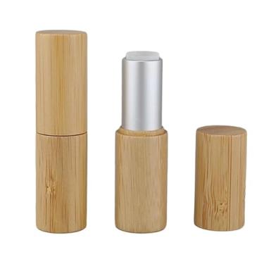 Imagem de shamjina Tubo de batom vazio de bambu, 2 peças, frasco de bálsamo labial portátil, frascos de brilho labial para mulheres, meninas, presente de dia dos, B