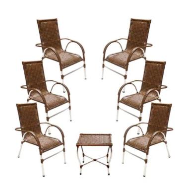 Imagem de Kit 6 Cadeiras E Mesa Vênus Churrasco Trama Argila