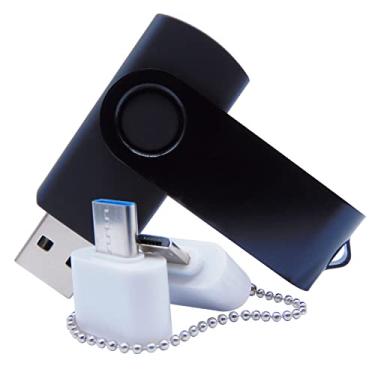 Imagem de Pen Drives USB de capacidade mini de 256 MB pendrive com adaptador OTG e tipo-C/USB C (preto)