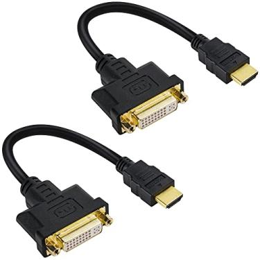 Imagem de Togconn Adaptador HDMI macho para DVI fêmea (pacote com 2), conector DVI fêmea bidirecional para HDMI macho, suporta 1080p Full HD compatível com Roku, Xbox One, PS5, PS4, DVD Blue-ray, receptores A/V