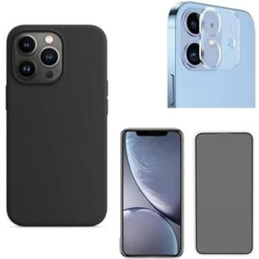 Imagem de Kit Capa Anti Impacto Aveludada + Pelicula Anti Spy + Pel Câmera Compatível iPhone 11 12 13 Pro Max 14 (iPhone 14 Pro Max)