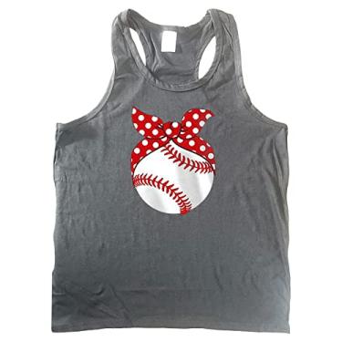 Imagem de Nagub Camiseta regata de beisebol feminina sem mangas plus size com estampa da bandeira americana camisetas casuais verão básico para treino 2024, Cinza escuro 1, GG