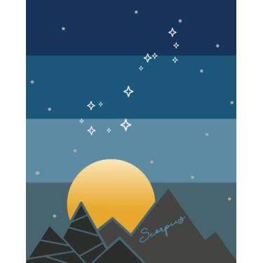 Imagem de Scorpio, The Zodiac Constellation Graph Paper Notebook: Square Grid 4x4 per inch Journal for Note, Work, Study, Geometric Design Sky & Stars for people born in November, Gift Idea.