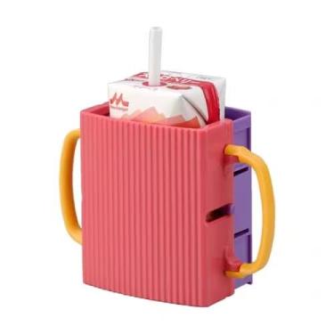 Imagem de LIUHUIZEYU Suporte para caixa de suco infantil, suporte de caixa de leite, bolsa de suco para crianças sem apertar, ajustável, dobrável, suporte de copo telescópico para crianças, sem derramamento