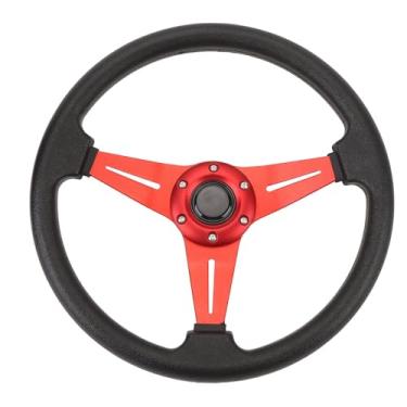 Imagem de Volante de Corrida, Volante de Carro Estilo Corrida Volante Universal de 14 Polegadas Com Botão de Buzina Adequado para Adaptador de Cubo de Volante de 6 Furos para Carro, Fácil