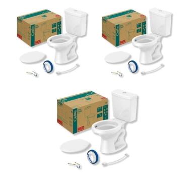 Imagem de Kit 3 Vaso Sanitário com Caixa Acoplada 6l Uni Celite Branco