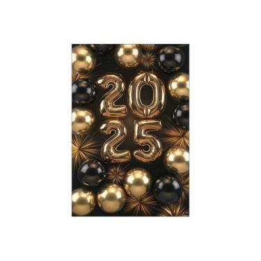 Imagem de Painel De Festa Vertical 1,50 x 2,20 - Ano Novo Balões Dourados e Pret