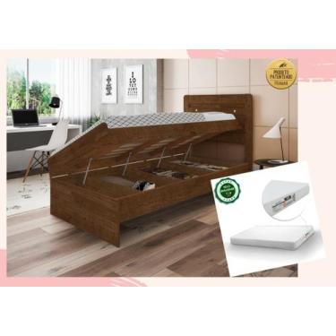 Imagem de Cama solteiro com baú embutido e colchão solteiro d20 larissa malbec f