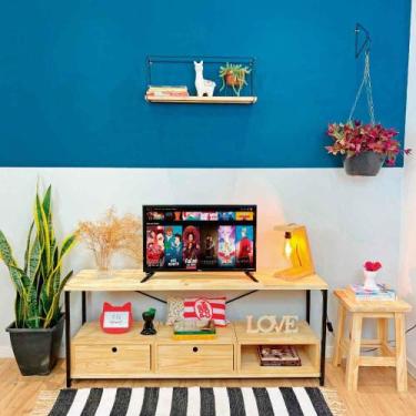 Imagem de Rack de TV Industrial de Ferro e Madeira Style Square 2 Nichos de Gave