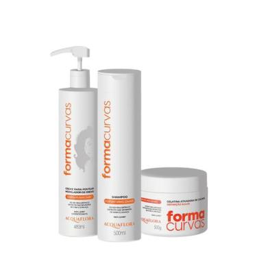 Imagem de Kit Acquaflora Forma Curvas Shampoo Creme de Pentear Ondas e Gelatina 