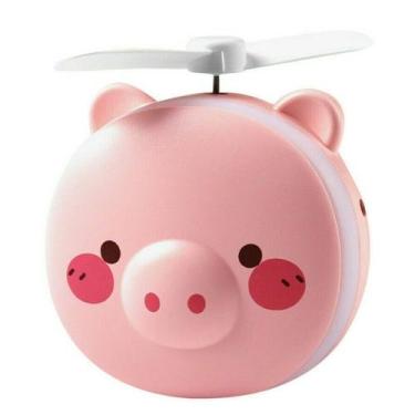 Imagem de Espelho Ventilador Portátil C/ Luz Led Porquinho Portatil Rosa - ZEM