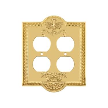 Imagem de Nostalgic Warehouse 720077 Placa de interruptor Meadows com tomada dupla, latão não laqueado