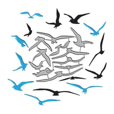 Imagem de Metal Sea Mew Seagull Die Cuts, Seafowl Seafowl Cutting Die DIY Crafts Template Mold Stencils para fazer cartões em relevo faça-você-mesmo álbum decorativo papel scrapbook