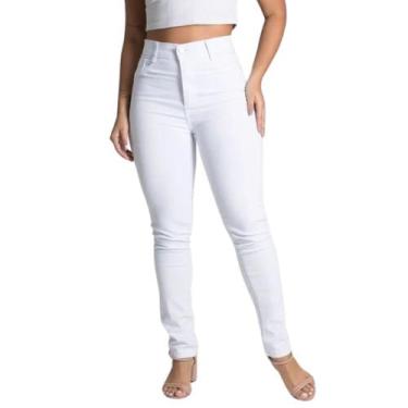 Imagem de Calça Jeans Feminina Branca Sawary Hot Pants Modelagem Perfeita Cintur