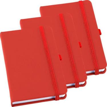 Imagem de Kit 3x Caderneta de Anotações 14x21cm 80 Fls Sem Pauta Vermelho - TopG