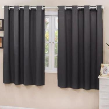 Imagem de Cortina Cozinha Corta Luz Blackout Tecido 2,00x1,30 - kaluros, preto